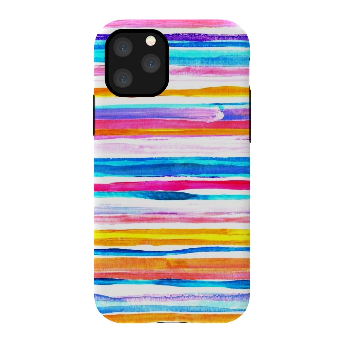 iPhone 11 Pro StrongFit Bright Hand Painted Gouache Beach Chair Stripes by Micklyn Le Feuvre