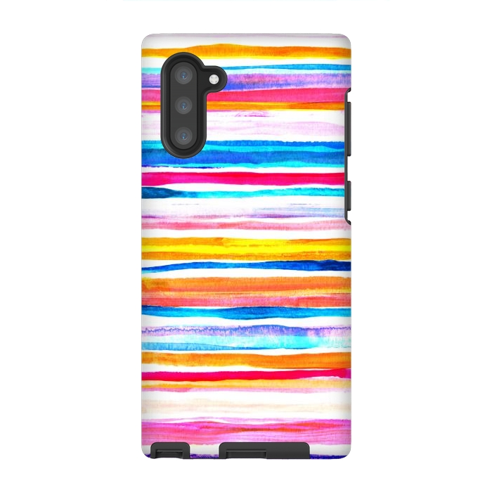 Galaxy Note 10 StrongFit Bright Hand Painted Gouache Beach Chair Stripes by Micklyn Le Feuvre