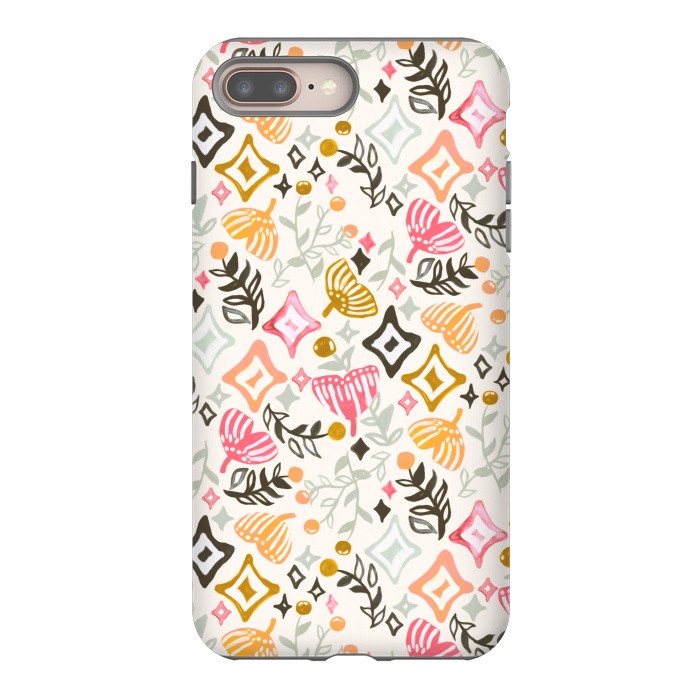 iPhone 7 plus StrongFit Autumn Abstract Ginkgo & Berry Pattern  by Tigatiga