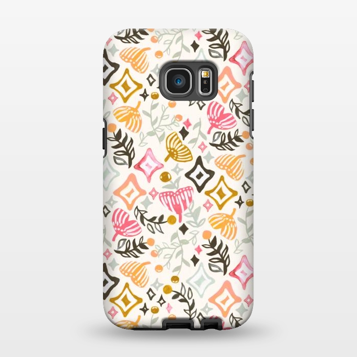 Galaxy S7 EDGE StrongFit Autumn Abstract Ginkgo & Berry Pattern  by Tigatiga