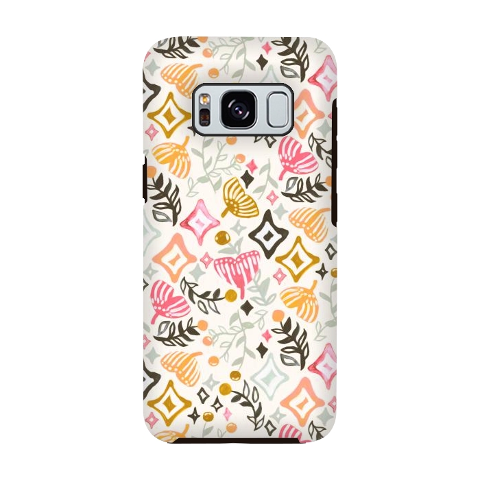 Galaxy S8 StrongFit Autumn Abstract Ginkgo & Berry Pattern  by Tigatiga