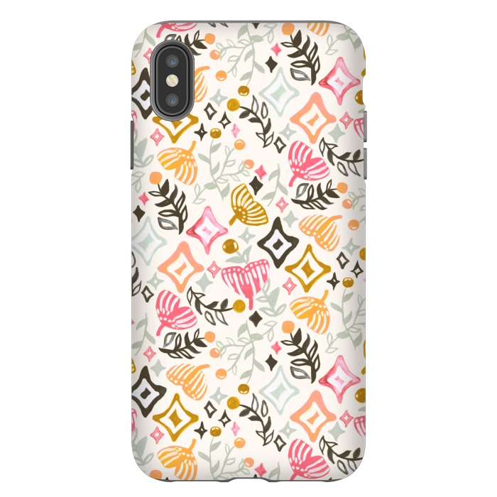 iPhone Xs Max StrongFit Autumn Abstract Ginkgo & Berry Pattern  by Tigatiga
