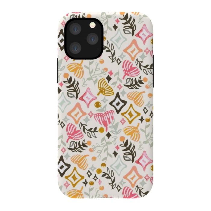 iPhone 11 Pro StrongFit Autumn Abstract Ginkgo & Berry Pattern  by Tigatiga
