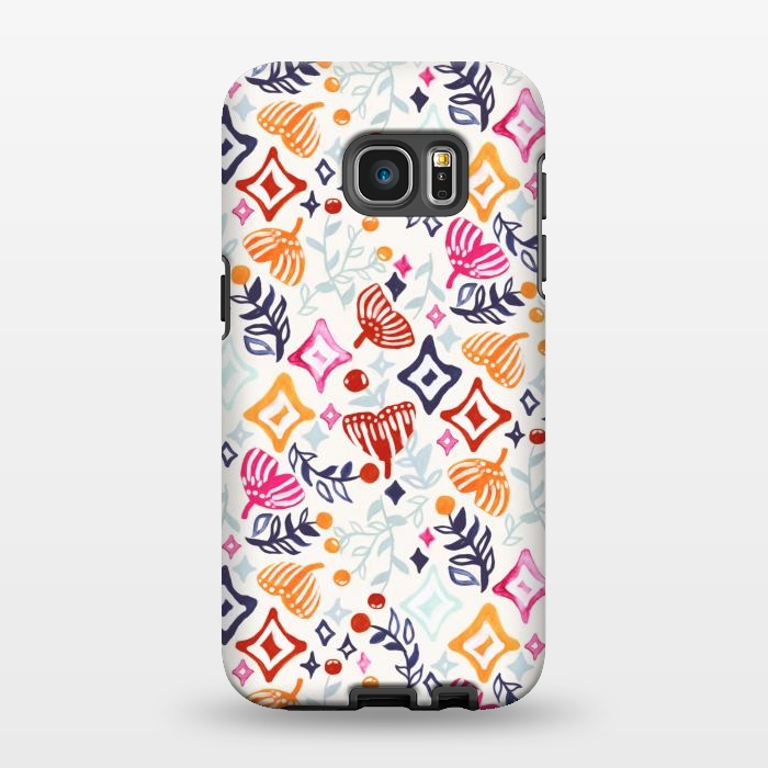 Galaxy S7 EDGE StrongFit Christmas Abstract Ginkgo & Berry Pattern  by Tigatiga