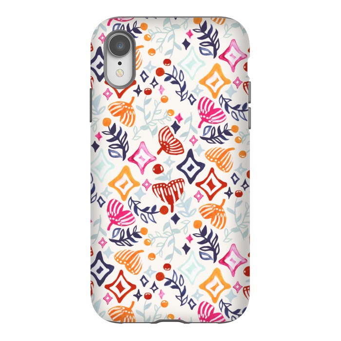 iPhone Xr StrongFit Christmas Abstract Ginkgo & Berry Pattern  by Tigatiga