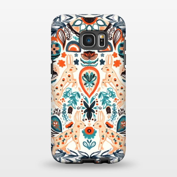 Galaxy S7 EDGE StrongFit Rabbit Folk Art  by Tigatiga