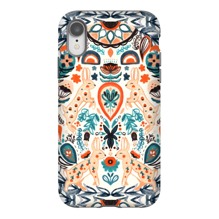 iPhone Xr StrongFit Rabbit Folk Art  by Tigatiga