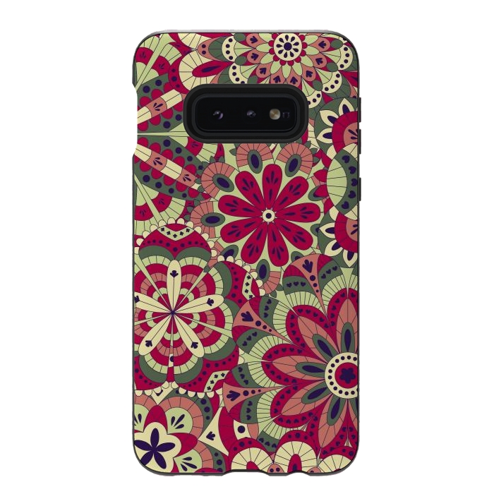 Galaxy S10e StrongFit Floral Made with Many Mandalas by ArtsCase