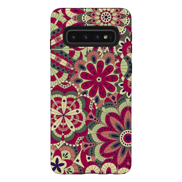 Galaxy S10 StrongFit Floral Made with Many Mandalas by ArtsCase
