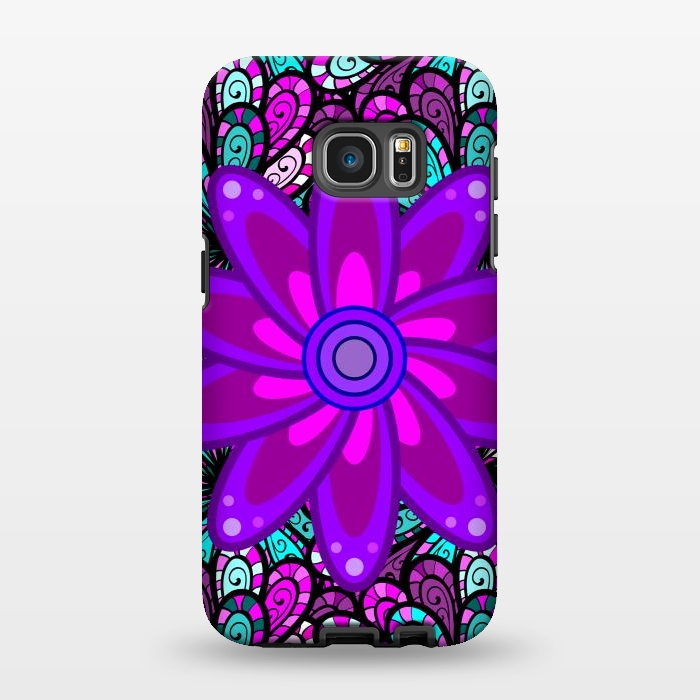 Galaxy S7 EDGE StrongFit Mandala in Purple and Aquamarine by ArtsCase