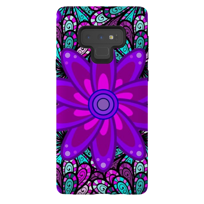 Galaxy Note 9 StrongFit Mandala in Purple and Aquamarine by ArtsCase