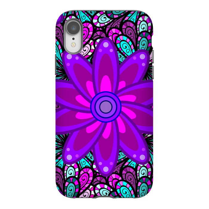 iPhone Xr StrongFit Mandala in Purple and Aquamarine by ArtsCase