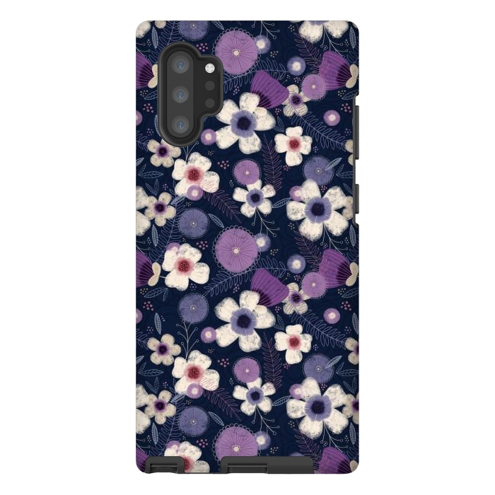 Galaxy Note 10 plus StrongFit Navy & Purple Floral by Noonday Design