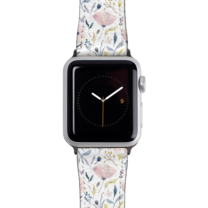 Watch 42mm / 44mm Strap PU leather Delicate Pastel Floral by Noonday Design