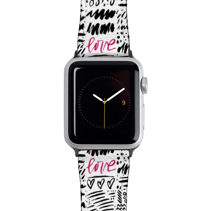 Watch 42mm / 44mm Strap PU leather Love Scribbles by Noonday Design