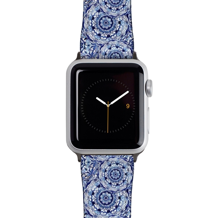 Watch 38mm / 40mm Strap PU leather Delft Blue Mandalas by Noonday Design