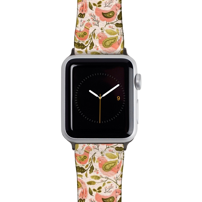 Watch 38mm / 40mm Strap PU leather Peachy Keen Birds by Noonday Design