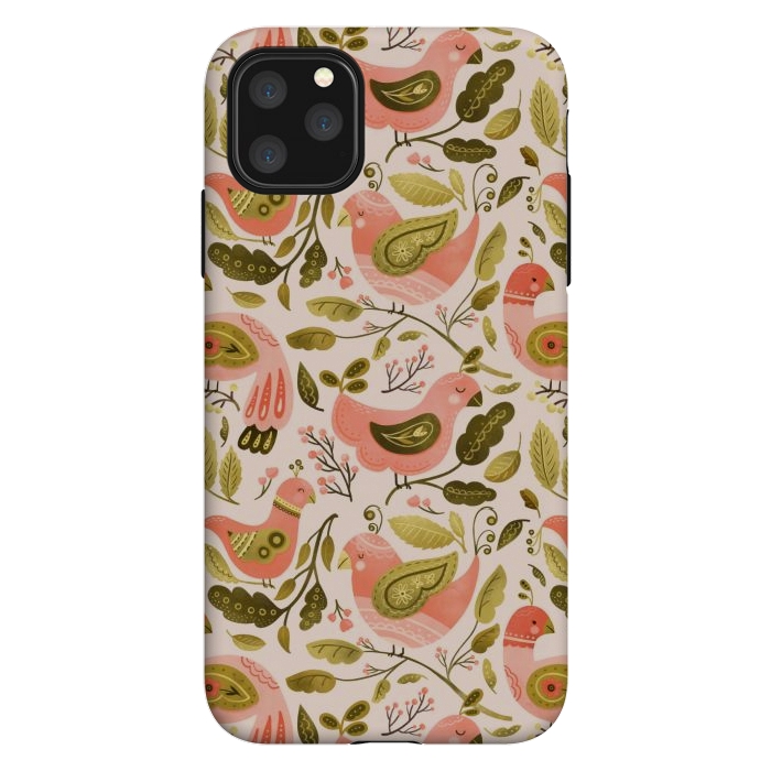 iPhone 11 Pro Max StrongFit Peachy Keen Birds by Noonday Design