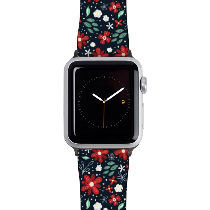Watch 42mm / 44mm Strap PU leather Little Christmas Flowers by Noonday Design