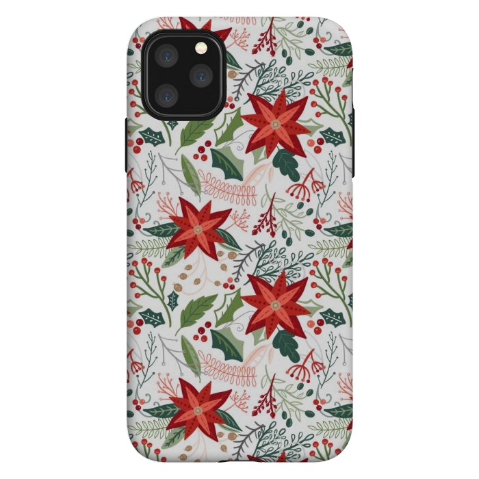 iPhone 11 Pro Max StrongFit Festive Poinsettias by Noonday Design
