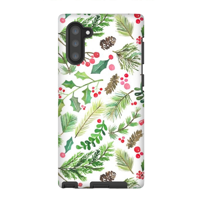 Galaxy Note 10 StrongFit Watercolor Christmas Greenery by Noonday Design