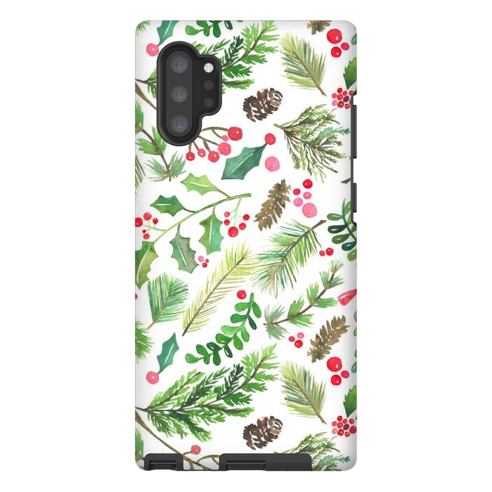 Galaxy Note 10 plus StrongFit Watercolor Christmas Greenery by Noonday Design