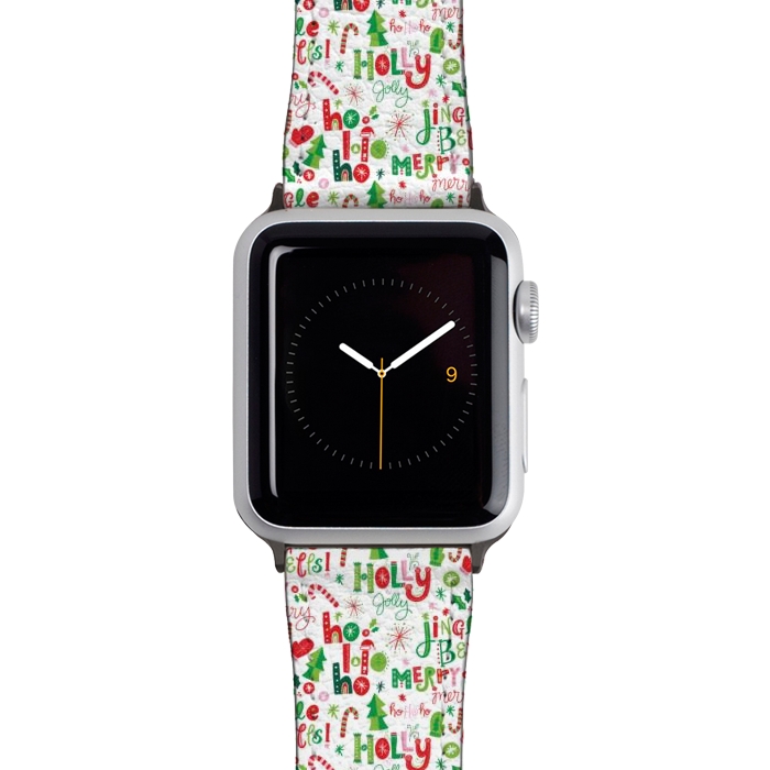 Watch 38mm / 40mm Strap PU leather Festive Christmas Lettering by Noonday Design