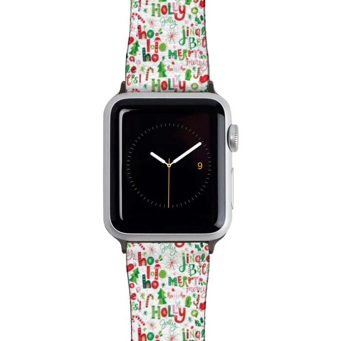 Watch 42mm / 44mm Strap PU leather Festive Christmas Lettering by Noonday Design