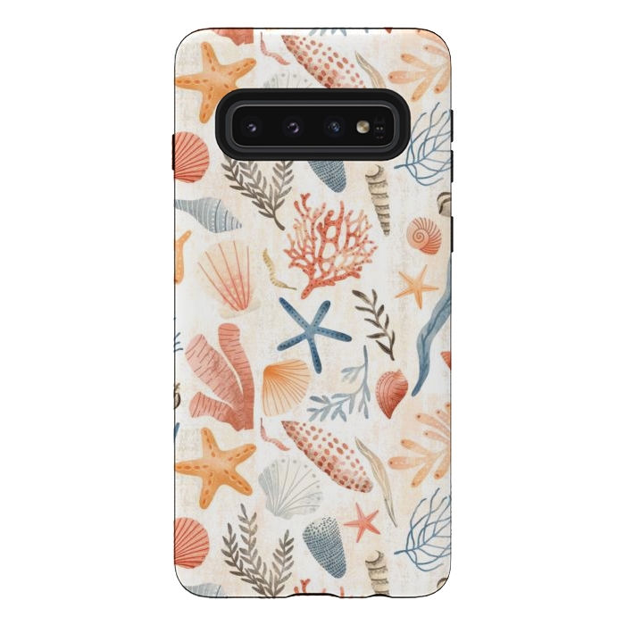 Galaxy S10 StrongFit Vintage Seashells by Noonday Design