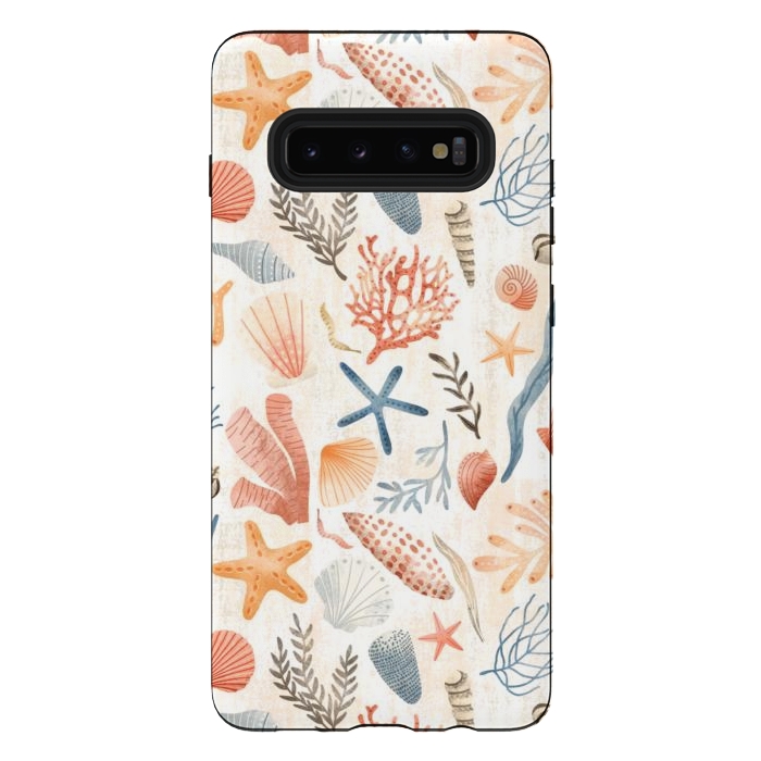 Galaxy S10 plus StrongFit Vintage Seashells by Noonday Design
