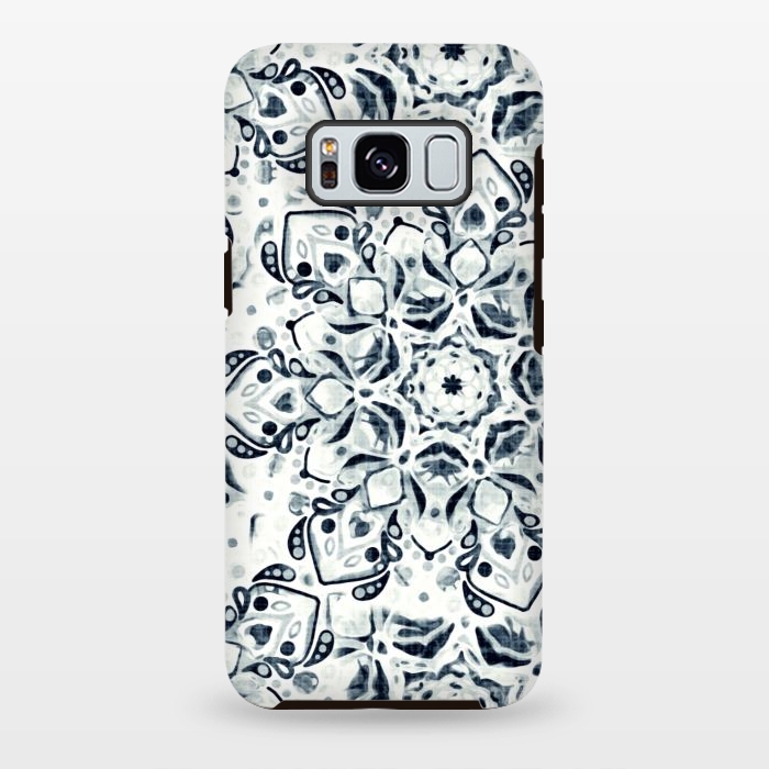 Galaxy S8 plus StrongFit Stained Glass Mandala - Navy & White  by Tigatiga