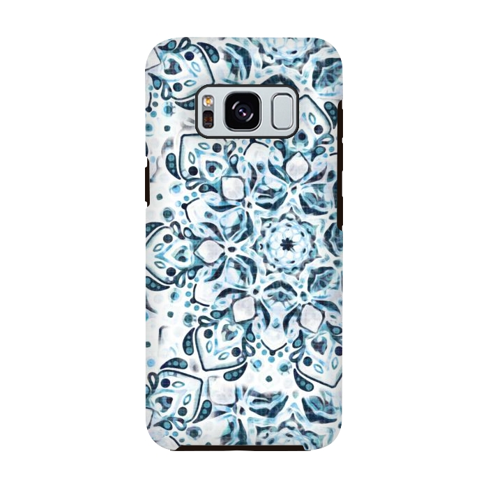 Galaxy S8 StrongFit Stained Glass Mandala - Aqua Snowflake  by Tigatiga