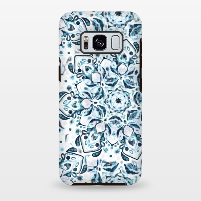 Galaxy S8 plus StrongFit Stained Glass Mandala - Aqua Snowflake  by Tigatiga