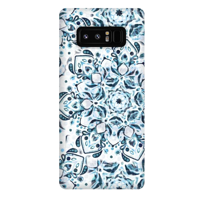 Galaxy Note 8 StrongFit Stained Glass Mandala - Aqua Snowflake  by Tigatiga