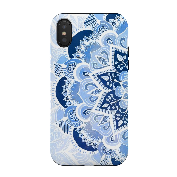 iPhone Xs / X StrongFit Blue Lace Mandala by Tangerine-Tane