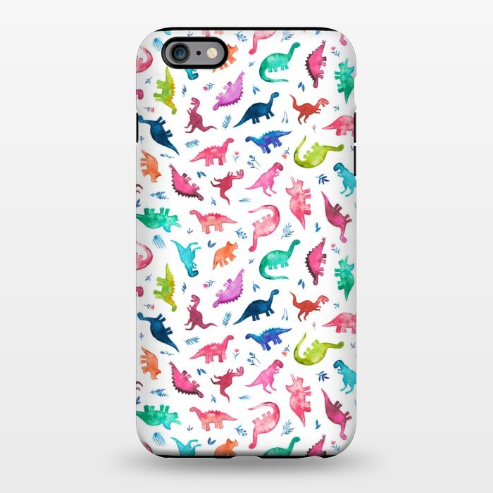 iPhone 6/6s plus StrongFit Tiny Ditsy Watercolor Dinosaurs in Rainbow Colors by Micklyn Le Feuvre