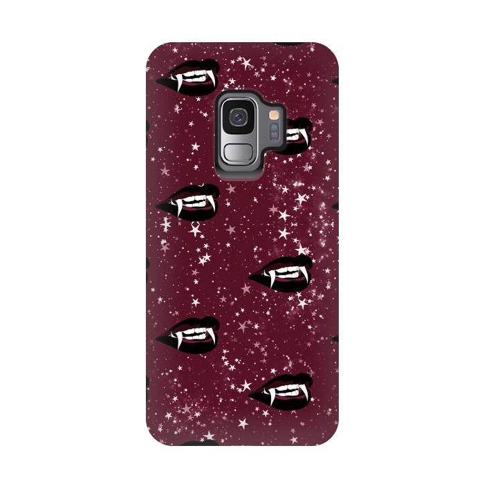 Galaxy S9 StrongFit Vampire lips Halloween pattern by Oana 