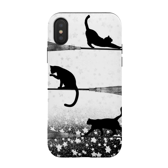 iPhone Xs / X StrongFit black cats flying on witch brooms by Oana 