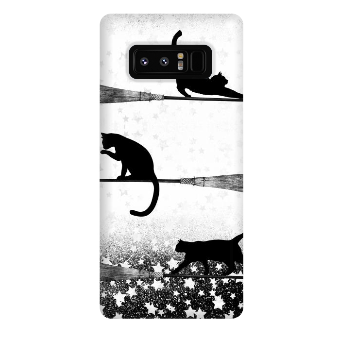 Galaxy Note 8 StrongFit black cats flying on witch brooms by Oana 
