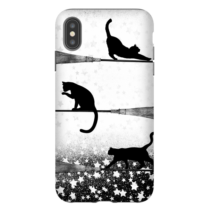 iPhone Xs Max StrongFit black cats flying on witch brooms by Oana 