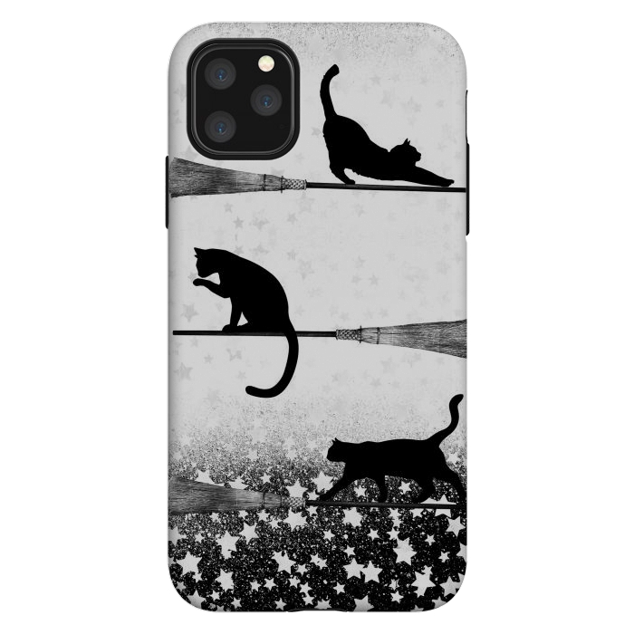 iPhone 11 Pro Max StrongFit black cats flying on witch brooms by Oana 