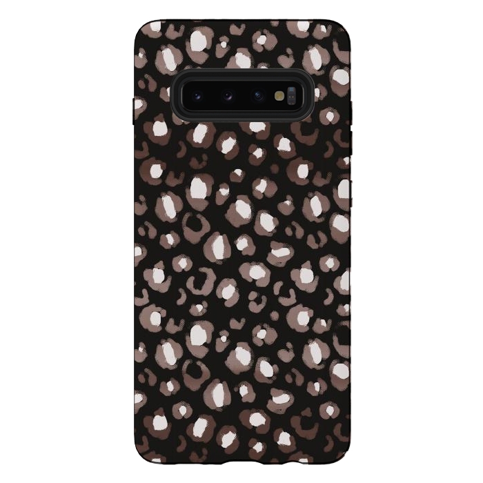 Galaxy S10 plus StrongFit Brown leopard spots pattern by Oana 