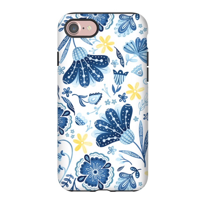 iPhone 7 StrongFit Intricate Blue Floral by Noonday Design