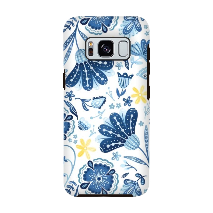 Galaxy S8 StrongFit Intricate Blue Floral by Noonday Design