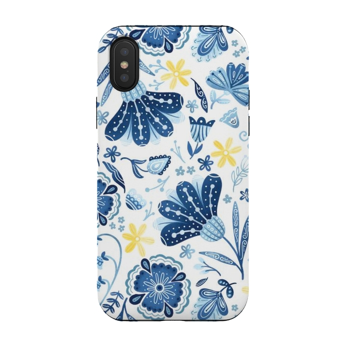 iPhone Xs / X StrongFit Intricate Blue Floral by Noonday Design