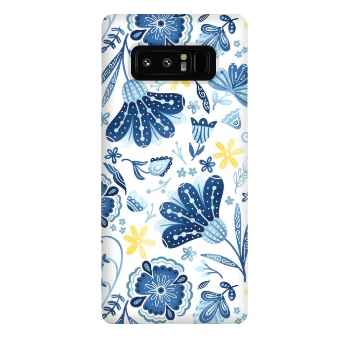 Galaxy Note 8 StrongFit Intricate Blue Floral by Noonday Design