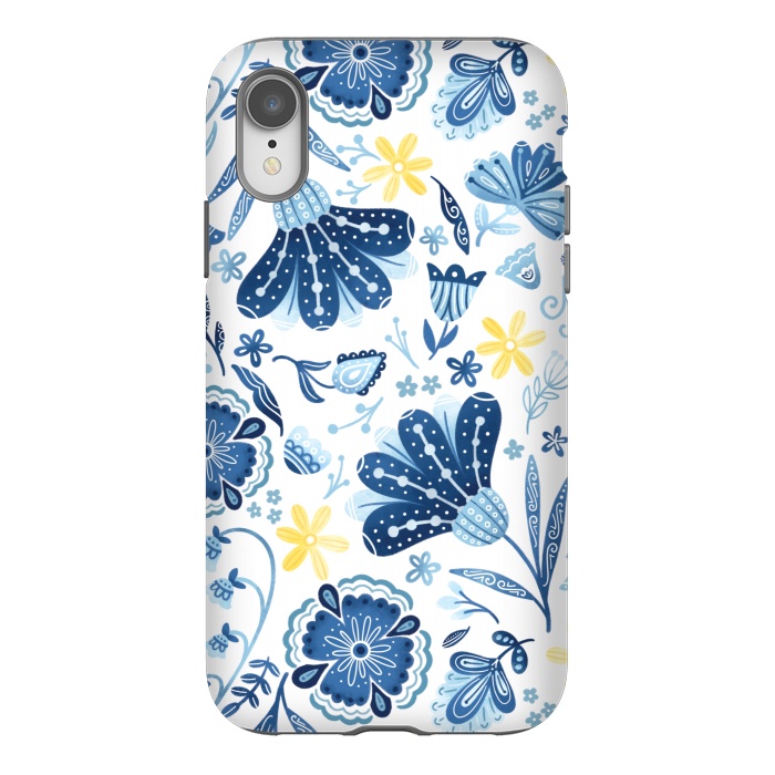 iPhone Xr StrongFit Intricate Blue Floral by Noonday Design