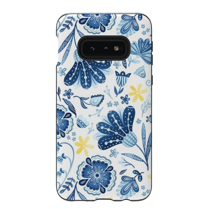Galaxy S10e StrongFit Intricate Blue Floral by Noonday Design