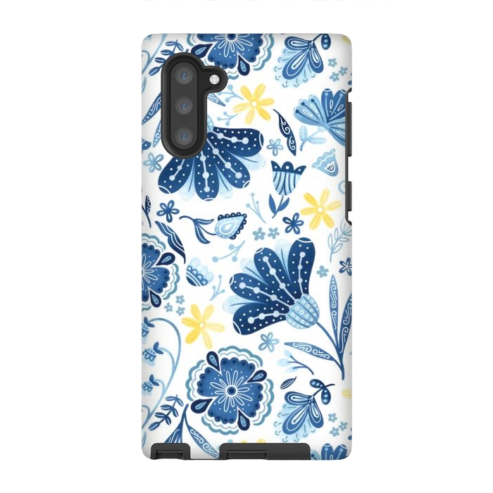 Galaxy Note 10 StrongFit Intricate Blue Floral by Noonday Design