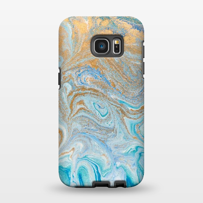 Galaxy S7 EDGE StrongFit Blue Marbling Artwork by ArtsCase